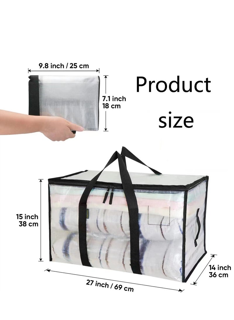 Extra Large Moving Bag with Reinforced Handles, Heavy Duty Clothing Storage Tote Bags, Moving Supplies (Transparent)  - Image 3