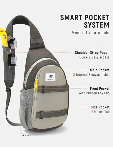 SKYSPER Sling Bag AntiTheft RFID Crossbody Bag Travel Cross Body Backpack Shoulder Hiking Sling DaypackLightgray - Image 3