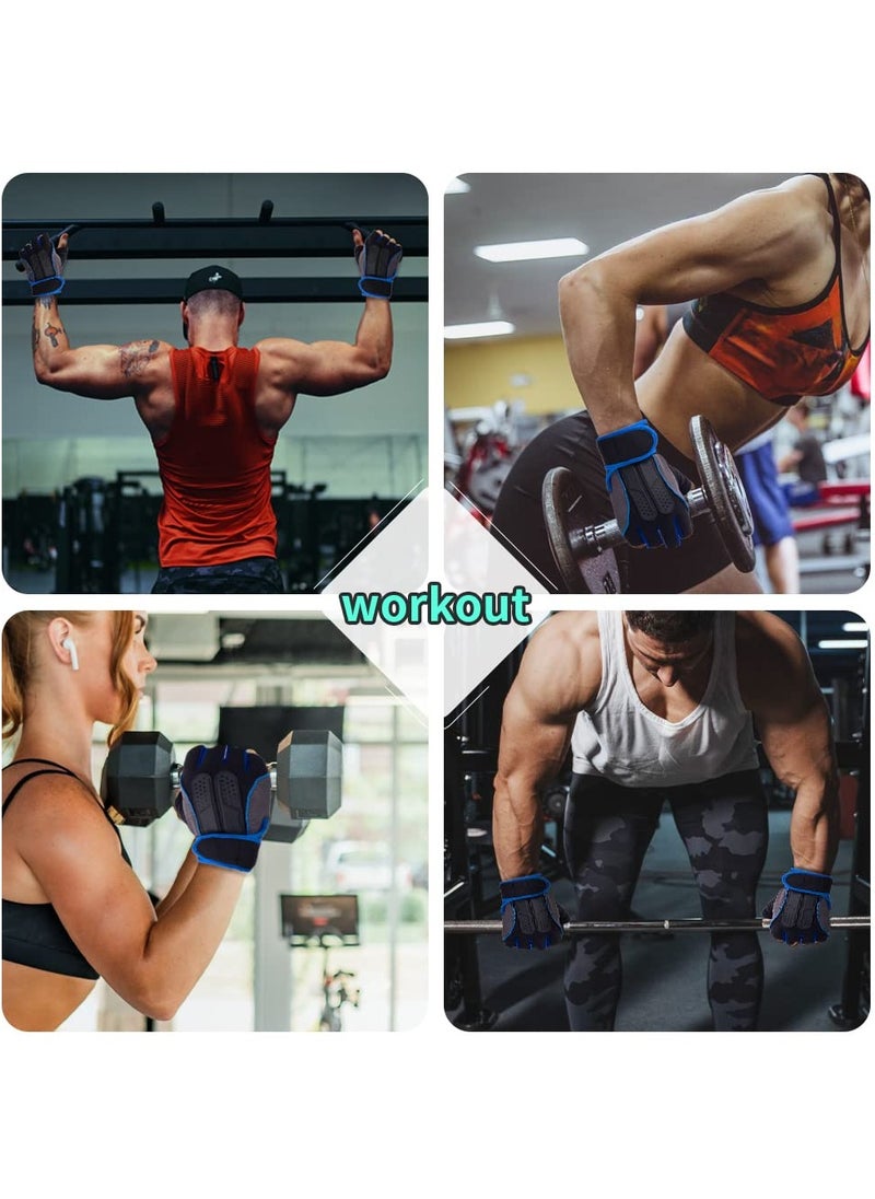 Cuken - Weightlifting Gloves, Available For Both Men And Women, Non-Slip Silicone And Wrist Support With Adjustable Velcro Straps, Suitable For Fitness Training Weightlifting, Cycling (Blue) - Image 1