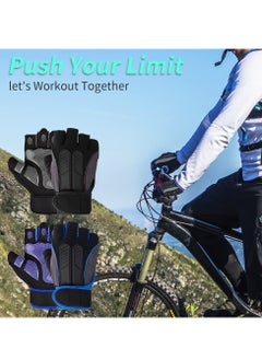 Cuken Weightlifting Gloves, Available For Both Men And Women, Non-Slip Silicone And Wrist Support With Adjustable Velcro Straps, Suitable For Fitness Training Weightlifting, Cycling (Blue)  - Image 5