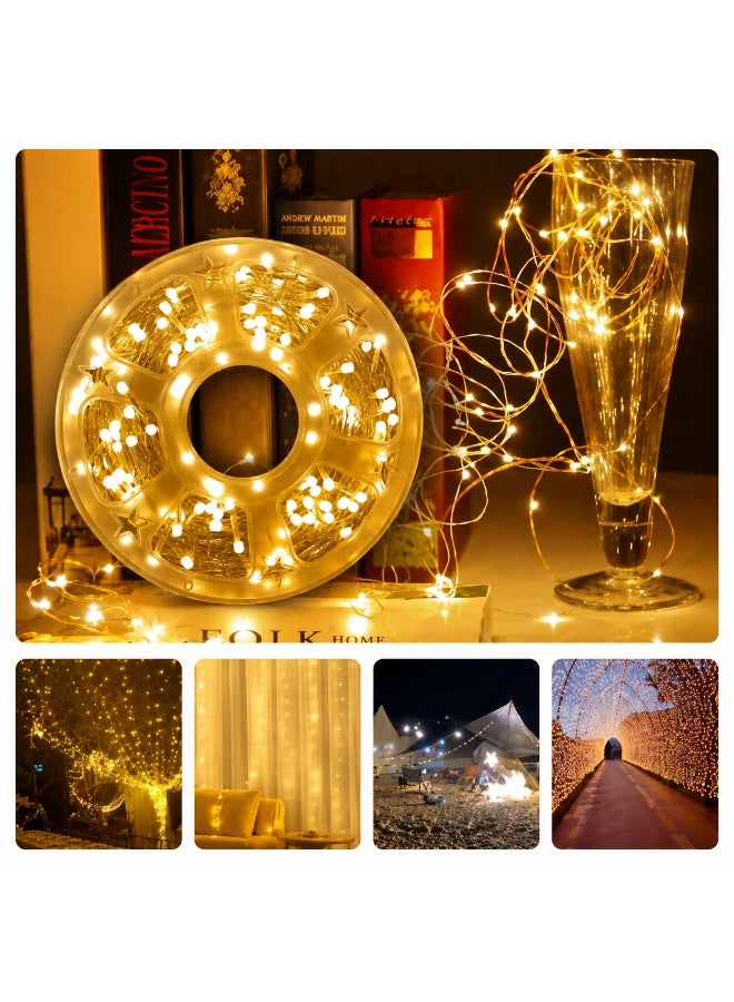 شريط إضاءة LED تزييني بطول 100 متر – أضواء زينة (Fairy lights) تتميز بخمسة أوضاع للتشغيل (ثابت، ووميض، وأنماط موجية)؛ مثالية لشهر رمضان والمناسبات الخاصة وحفلات الزفاف. - Image 5