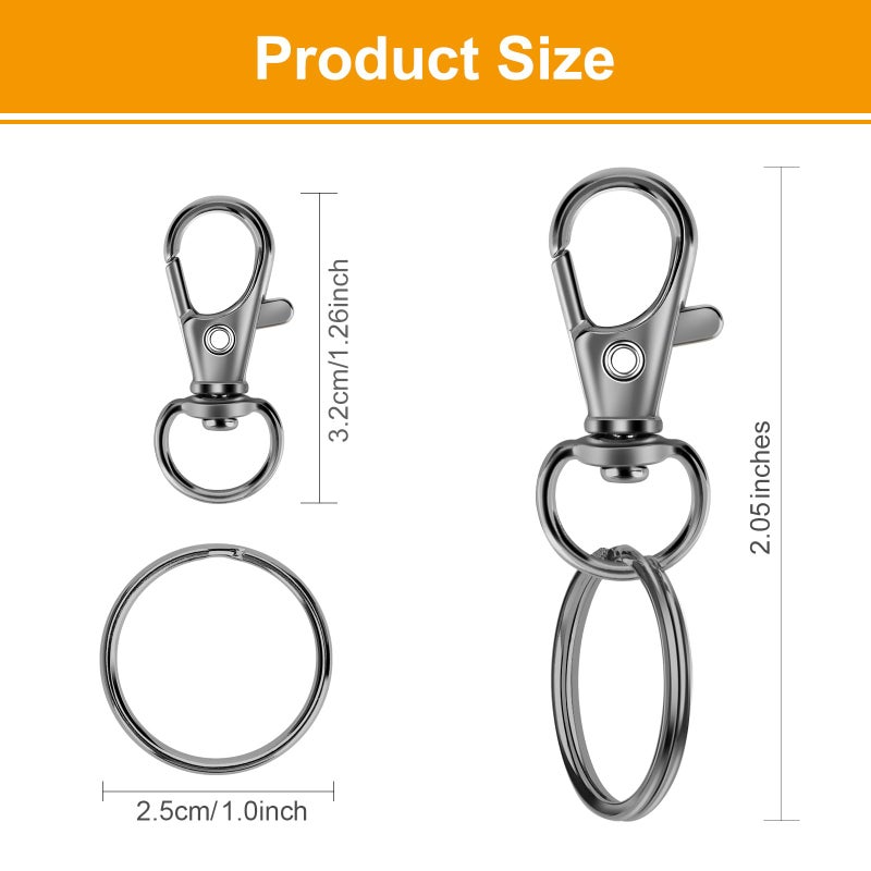 Sucrown 60PCS Keychain Making Kit, Including 30PCS Keychains Clips Hooks and 30PCS Key Chain Rings, Lobster Claw Clasps with Keychains Rings Accessories for Crafts, Gun Black - Image 3
