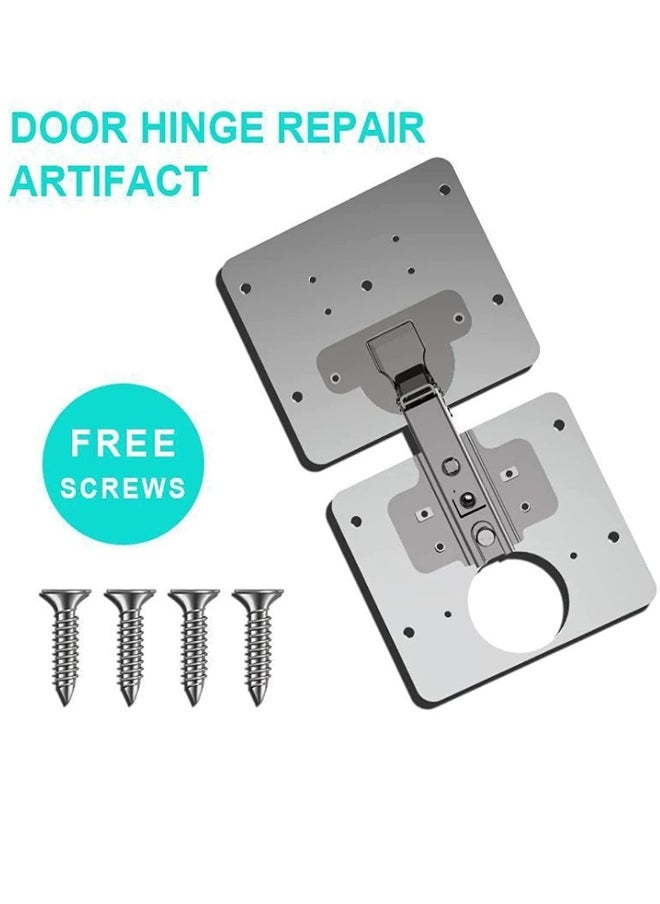 1 Set Cabinet Door Hinges Hinge Repair Plate for Cabinet Furniture Drawer Window Stainless Steel Plate Repair Accessor Easy Installation Mount Concealed Cabinet Hinge With 10 Screws  - Image 5