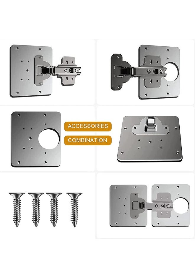 1 Set Cabinet Door Hinges Hinge Repair Plate for Cabinet Furniture Drawer Window Stainless Steel Plate Repair Accessor Easy Installation Mount Concealed Cabinet Hinge With 10 Screws  - Image 3