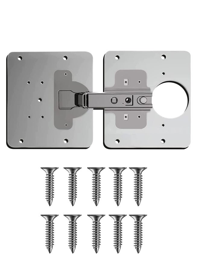1 Set Cabinet Door Hinges Hinge Repair Plate for Cabinet Furniture Drawer Window Stainless Steel Plate Repair Accessor Easy Installation Mount Concealed Cabinet Hinge With 10 Screws  - Image 1