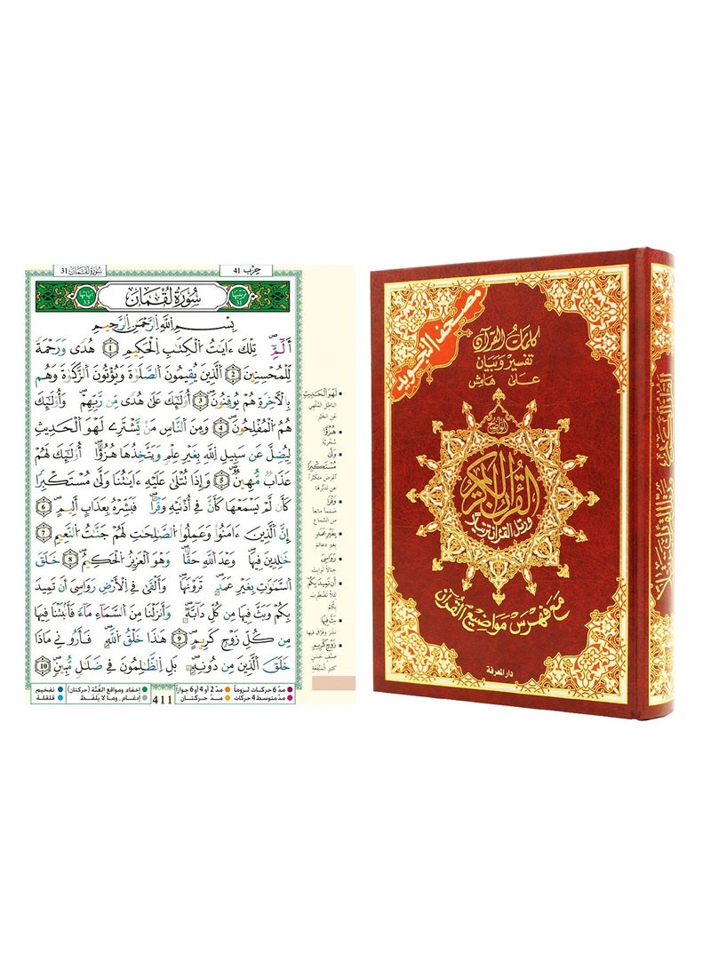 مصحف التجويد بغلاف مقوى (مع فهرس الكلمات والمعاني)  أحمر مقاس24/17 - Image 4