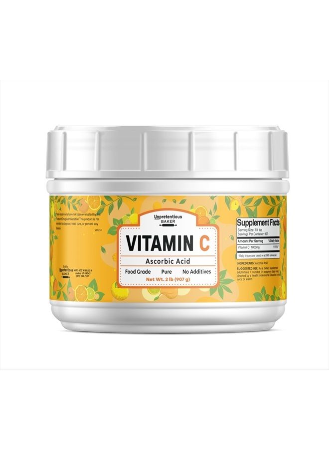 Unpretentious Vitamin C Powder Baker (2 lb) Ascorbic Acid, Resealable Tub - Image 1