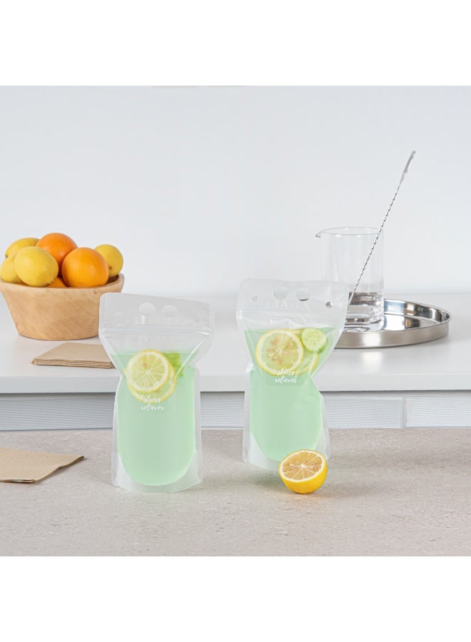 Restaurantware 1.9 x 1 Inch Stress Reliever Juice Bottle Labels, 100 Self-Adhesive Labels For Bottles - Resists Condensation, For Drink Pouches, Clear With White Font Plastic Water-Resistant Labels - Image 4