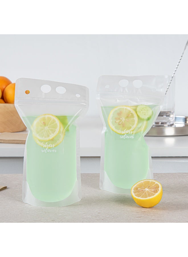 Restaurantware 1.9 x 1 Inch Stress Reliever Juice Bottle Labels, 100 Self-Adhesive Labels For Bottles - Resists Condensation, For Drink Pouches, Clear With White Font Plastic Water-Resistant Labels - Image 3