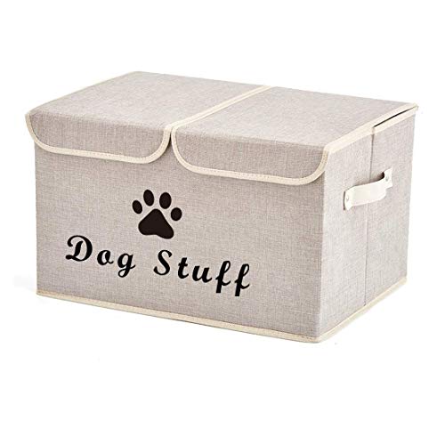 Morezi Dog toy box with lid storage organizer perfect basket for dog toys living room playroom closet home organization and storage Beige - Image 1