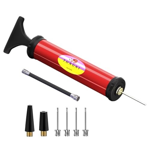 TONUNI Portable Air Pump,Ball Pump Inflator Kit with Needle,Nozzle, Extension Hose for Soccer Basketball Football Volleyball Water Polo Rugby Exercise Sports Ball Balloon Swim Inflatables (RED) - Image 1