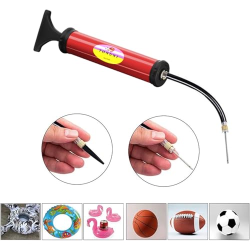 TONUNI Portable Air Pump,Ball Pump Inflator Kit with Needle,Nozzle, Extension Hose for Soccer Basketball Football Volleyball Water Polo Rugby Exercise Sports Ball Balloon Swim Inflatables (RED) - Image 5