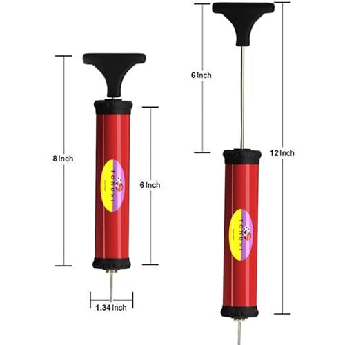 TONUNI Portable Air Pump,Ball Pump Inflator Kit with Needle,Nozzle, Extension Hose for Soccer Basketball Football Volleyball Water Polo Rugby Exercise Sports Ball Balloon Swim Inflatables (RED) - Image 2