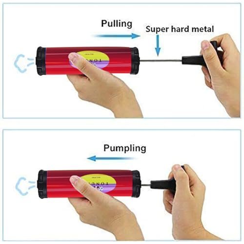 TONUNI Portable Air Pump,Ball Pump Inflator Kit with Needle,Nozzle, Extension Hose for Soccer Basketball Football Volleyball Water Polo Rugby Exercise Sports Ball Balloon Swim Inflatables (RED) - Image 3