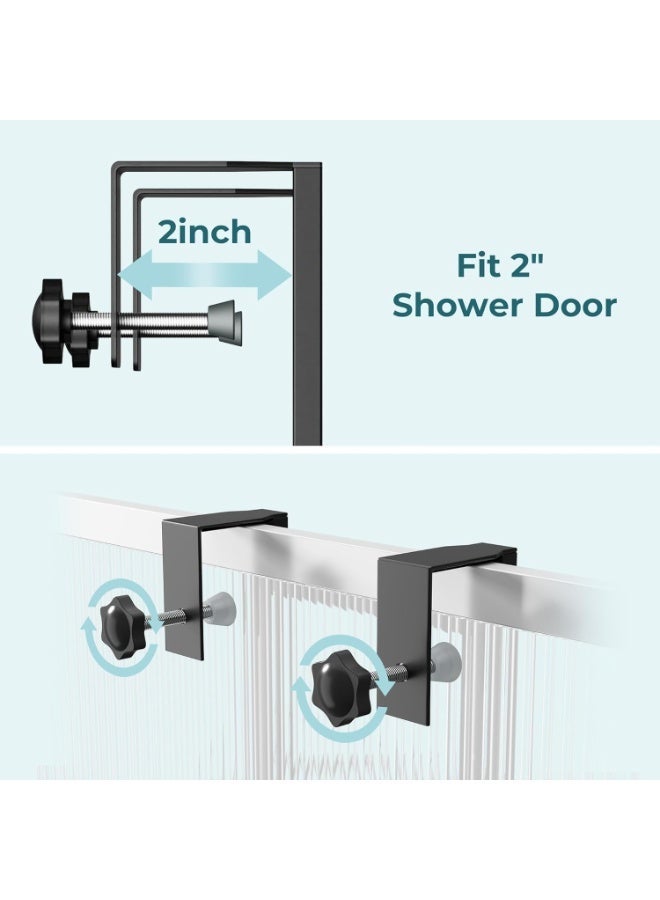 YOUWE7 The Door Bathroom Organizer, 5 Over Tier Over the Shower Caddy, Adjustable Metal Baskets Hanging Bathroom Organizer with 2 Detachable Hooks, Door Organizer and Storage - Image 4
