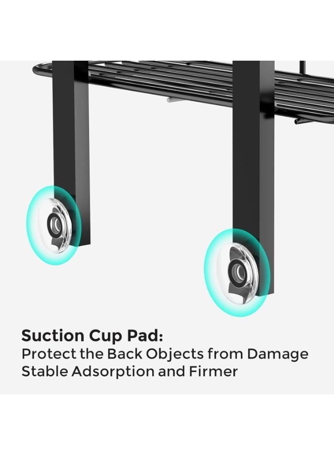 YOUWE7 The Door Bathroom Organizer, 5 Over Tier Over the Shower Caddy, Adjustable Metal Baskets Hanging Bathroom Organizer with 2 Detachable Hooks, Door Organizer and Storage - Image 3