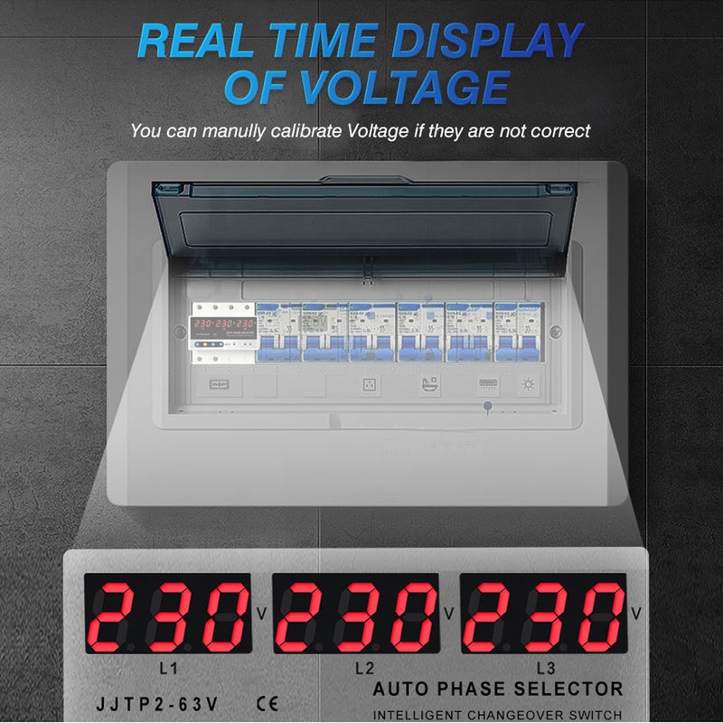 Multifunctional Microcontroller Based 3P Voltage Protector Digital Display Voltage Meter Adjustable Voltage Protective Device with Automatic Phase Switching Function - Image 2