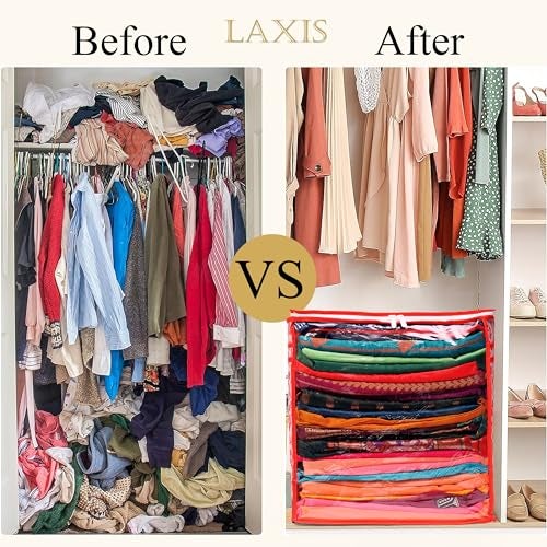 LAXIS HOMFIL Brand - Laxis Non-Woven Jumbo Saree Bags, Peach Color Transparent Saree Covers With Zip, Saree Covers For Storage With Moisture & Dust Proof (Pack of 4) - Image 5