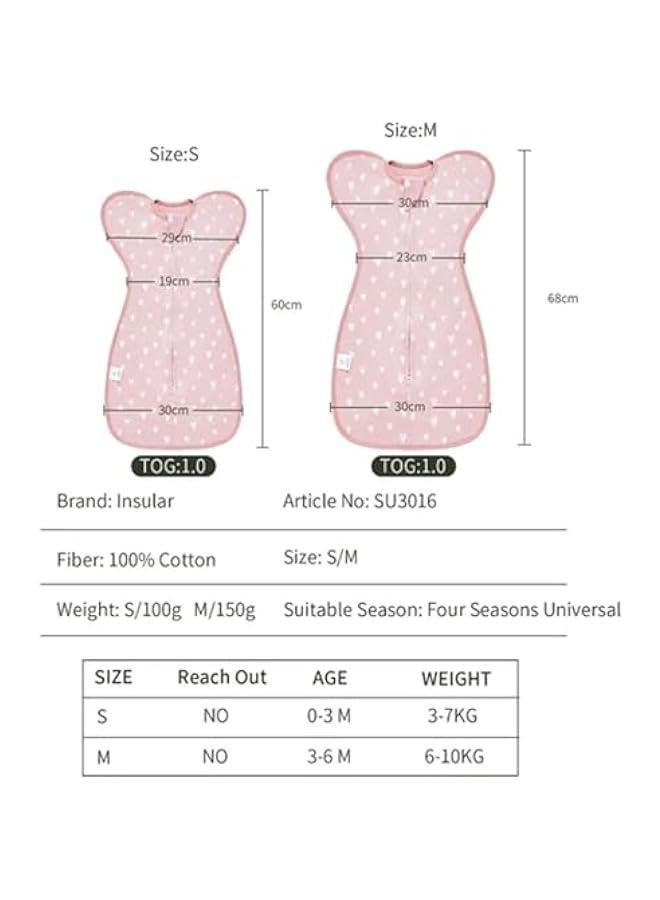 Soft Cotton Baby Swaddle Wrap for 0-6 Months Infants, Arms Up Design, Unisex Beige Leaf Pattern - Perfect Newborn Gift - Image 2