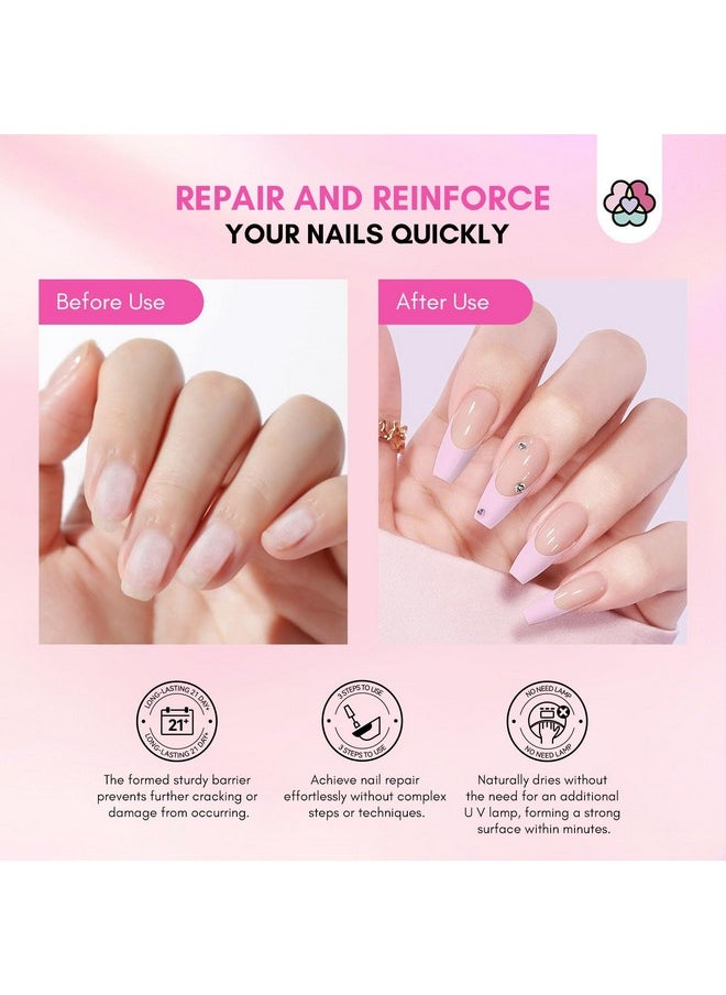Saviland SAVILAND 60g Nail Repair Kit for Split Damaged Nails: 3 Mins Air Dry Quick & Easy Instant Broken Nail Repair Natural Clear & Pink Dip Powder with 21ml Nail Repair Glue Emergency Home & Salon Use  - Image 3