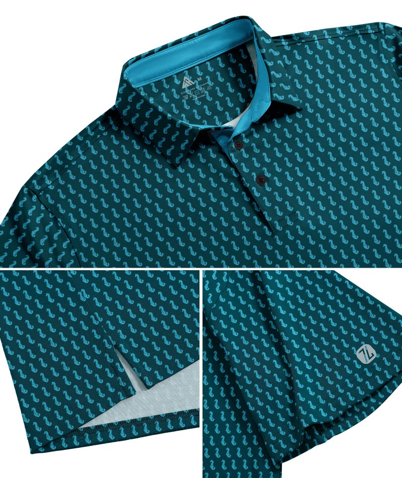 ZITY Mens Golf Shirts Short Sleeve Print Patterns Performance Moisture Wicking Polo Shirt - Image 5