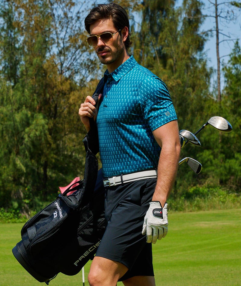 ZITY Mens Golf Shirts Short Sleeve Print Patterns Performance Moisture Wicking Polo Shirt - Image 2