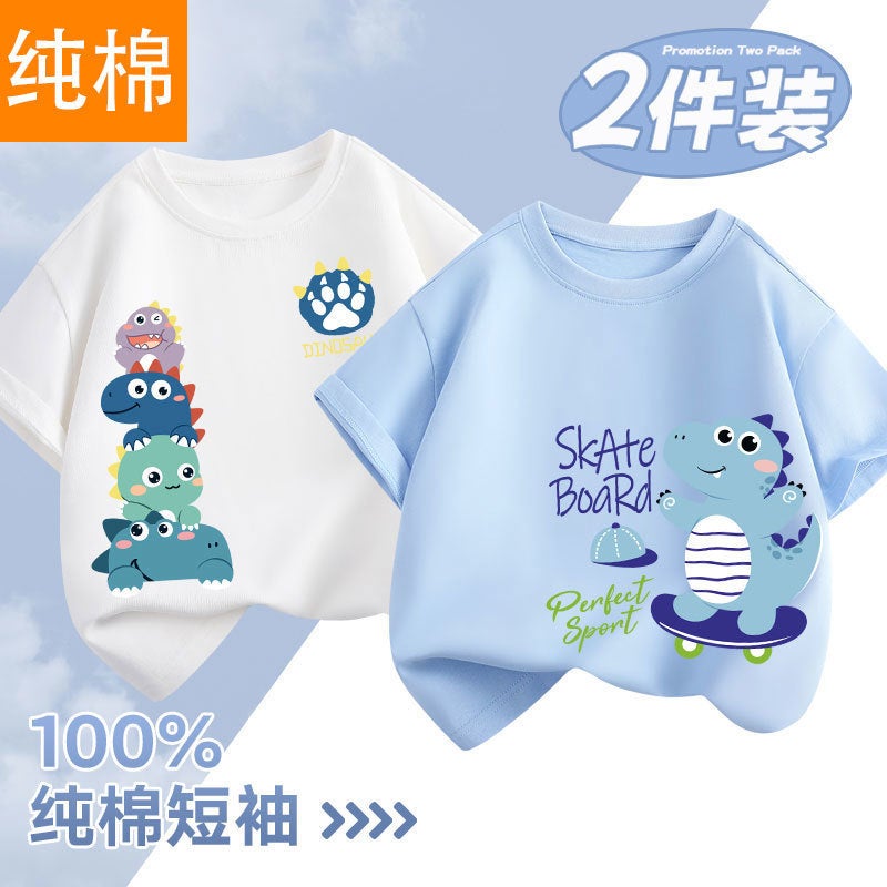 Boys T-Shirt Short-Sleeved Cotton Kidsren'S Summer Boys' Tops Baby Baby Summer Clothes Kidsren'S Clothing - Image 2