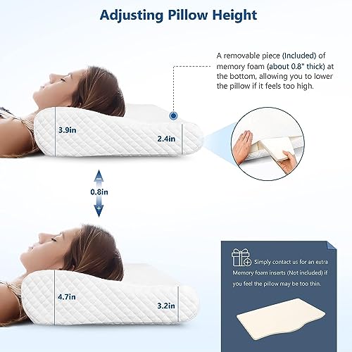 Rylan Memory Foam Pillow,Orthopedic Pillow for Neck Pain Cervical Contour Memory Foam Pillow,Orthopedic Pillow for Neck Pain,Orthopedic Contour Pillow Support (White) - Image 4