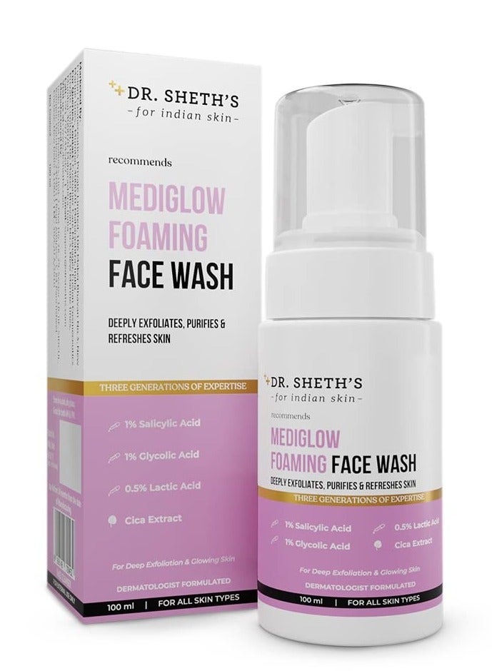 Dr. Sheth's Mediglow AHA-BHA Foaming Face Wash 100 mL - Image 1
