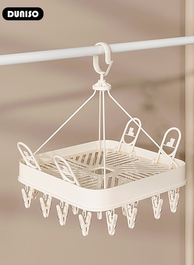 DUNISO Plastic Clothes Hangers, Windproof Laundry Clips with Clamp Grip Hook, 360° Rotatable Clothes Drying Rack, Durable Coat and Clothes Hangers with Clips, Durable Lightweight Space Saving Laundry Hangers for Coats, Skirts, Pants, Dress  - Image 5