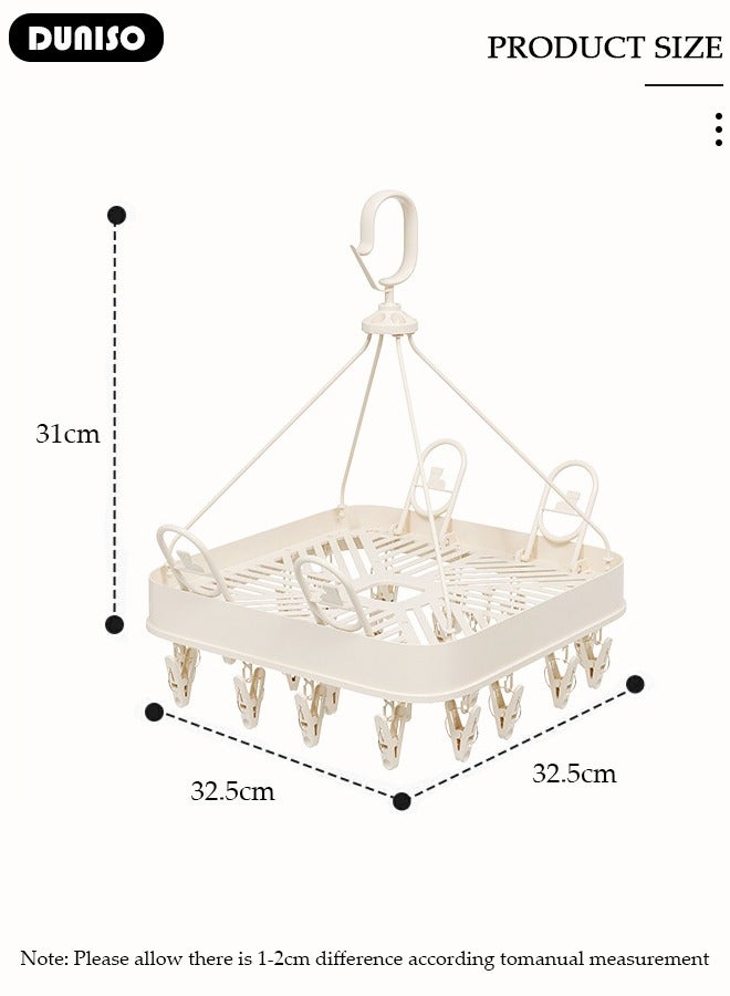 DUNISO Plastic Clothes Hangers, Windproof Laundry Clips with Clamp Grip Hook, 360° Rotatable Clothes Drying Rack, Durable Coat and Clothes Hangers with Clips, Durable Lightweight Space Saving Laundry Hangers for Coats, Skirts, Pants, Dress  - Image 4