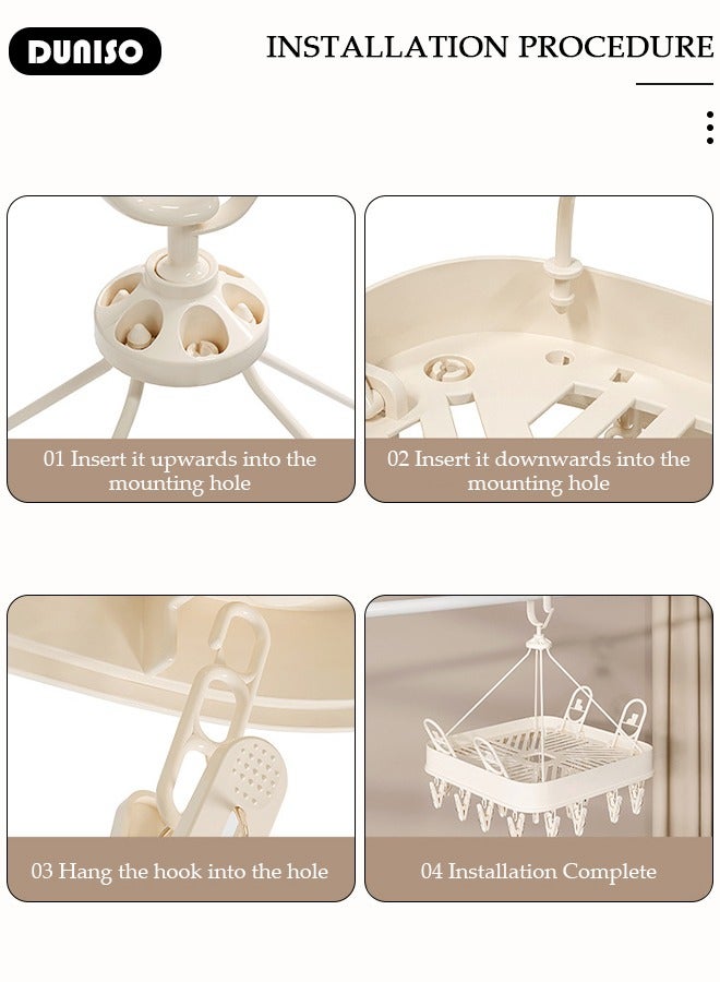 DUNISO Plastic Clothes Hangers, Windproof Laundry Clips with Clamp Grip Hook, 360° Rotatable Clothes Drying Rack, Durable Coat and Clothes Hangers with Clips, Durable Lightweight Space Saving Laundry Hangers for Coats, Skirts, Pants, Dress  - Image 3