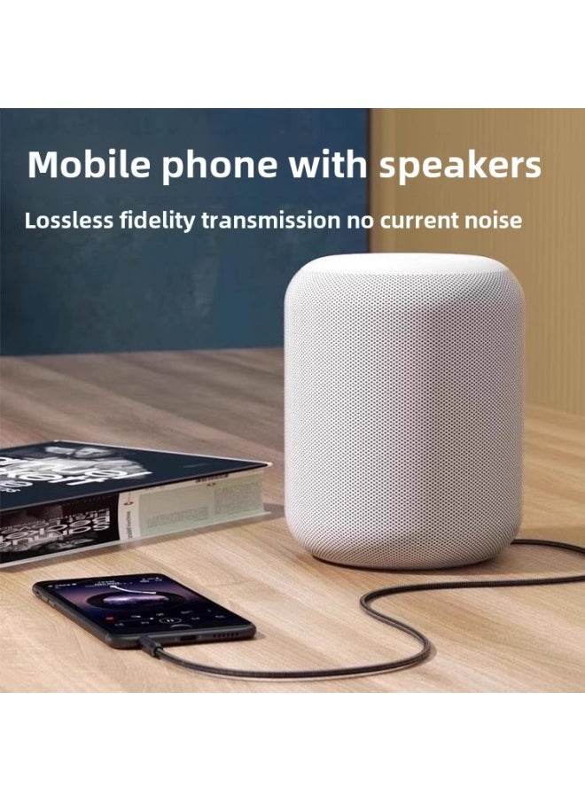 Generic - For Harman Catton 4 Generation 3 Audio Glass 34 Music Planet Bluetooth Speaker Audio Line Computer AUX Connection-Color:1m /black [iphone8-14 Pro Max] Audio Braided Cable - Image 1