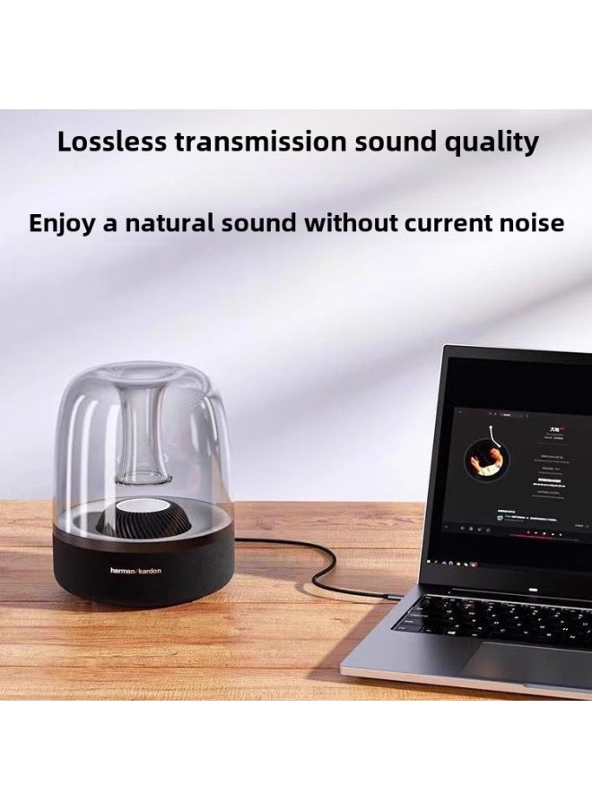 Generic - For Harman Catton 4 Generation 3 Audio Glass 34 Music Planet Bluetooth Speaker Audio Line Computer AUX Connection-Color:1m /black [iphone8-14 Pro Max] Audio Braided Cable - Image 1