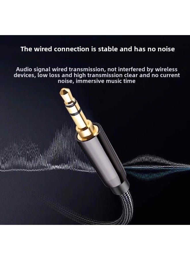Generic - For Harman Catton 4 Generation 3 Audio Glass 34 Music Planet Bluetooth Speaker Audio Line Computer AUX Connection-Color:1m /black [iphone8-14 Pro Max] Audio Braided Cable - Image 1