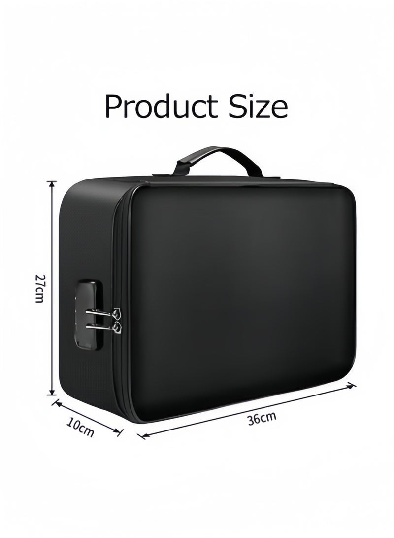 Multifunctional Multi-Layer Document Bag Large Capacity Fireproof Waterproof File Certificate Storage Bag with Password Lock - Image 2