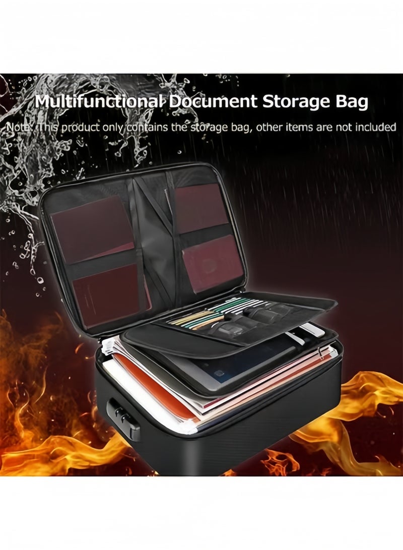 Multifunctional Multi-Layer Document Bag Large Capacity Fireproof Waterproof File Certificate Storage Bag with Password Lock - Image 3