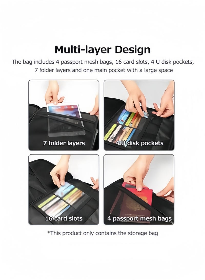 Multifunctional Multi-Layer Document Bag Large Capacity Fireproof Waterproof File Certificate Storage Bag with Password Lock - Image 4