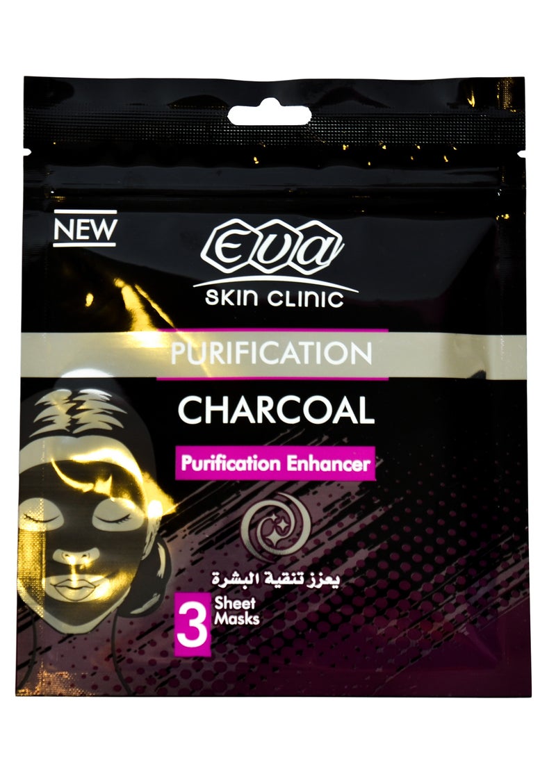 Eva Eva skin Clinic Charcoal Purification Enhancer 3 sheet Mask 42 Ml - Image 2