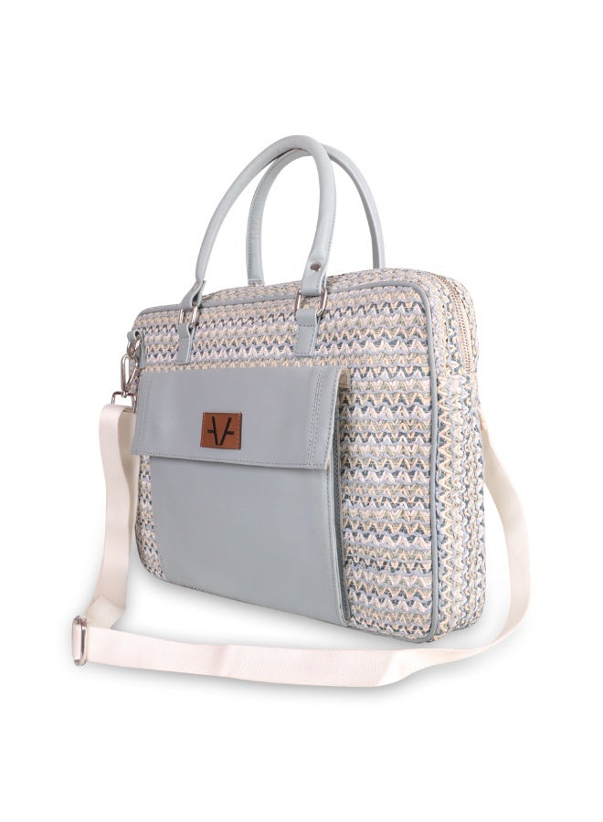Avake Ocean Bloom Raffia Lightweight Sustainable Laptop Bag - Image 4