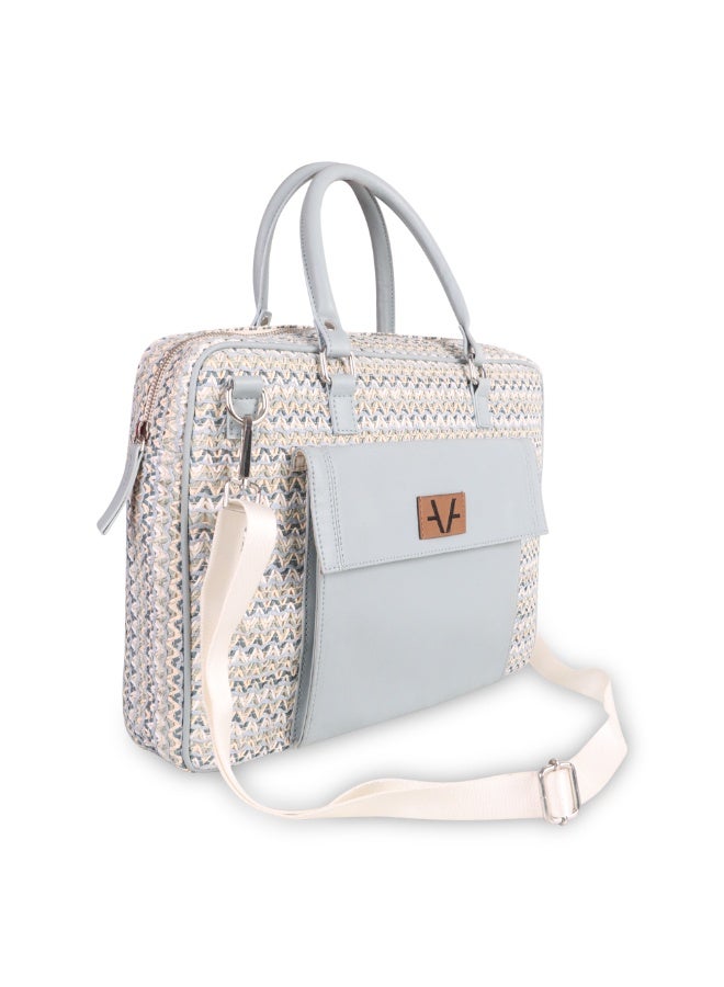 Avake Ocean Bloom Raffia Lightweight Sustainable Laptop Bag - Image 3