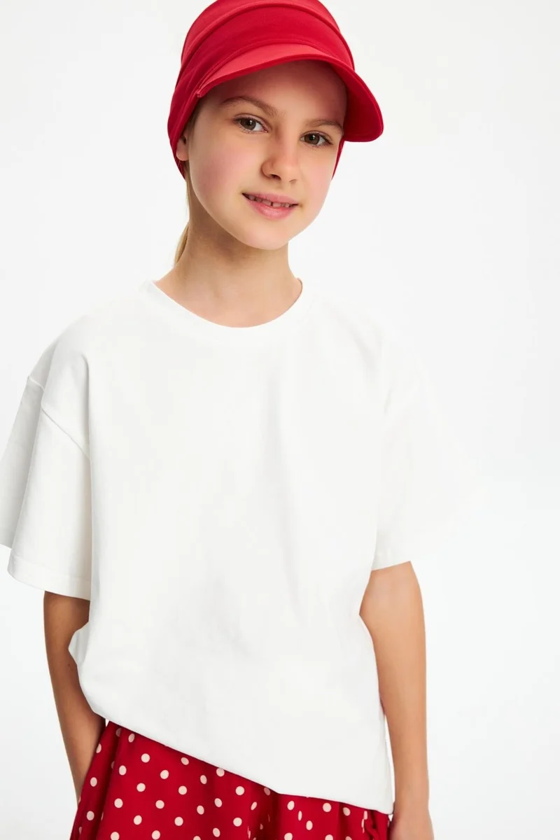 Civil Girls Babygiz Red Girls UV Protected Foldable Open Top Soft Brim Cotton Combed Tennis Visor Hat