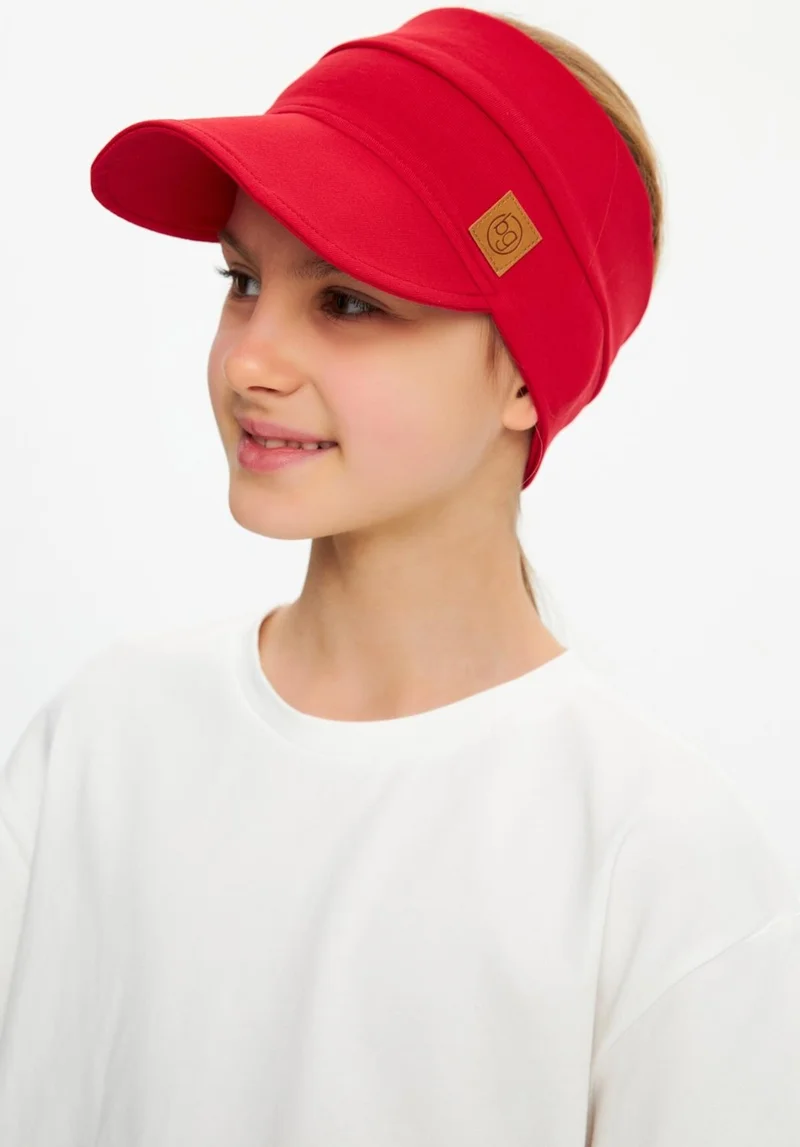 Civil Girls Babygiz Red Girls UV Protected Foldable Open Top Soft Brim Cotton Combed Tennis Visor Hat