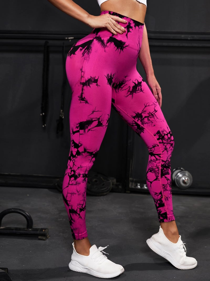 Sale Tie-Dyed High Waist Hip Lifting High Elastic Tight Sports Pants Internet Celebrity Peach Yoga Pants Fitness Pants - Image 3