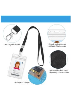 KASTWAVE 20 Pieces Clear ID Badge Holder with Lanyard,  with Lanyard ID Card Holder Waterproof Clear Plastic Vertical Name Tags Badge Holders Transparent PVC Pouch for Office School Travel (65 x 115 mm)  - Image 3