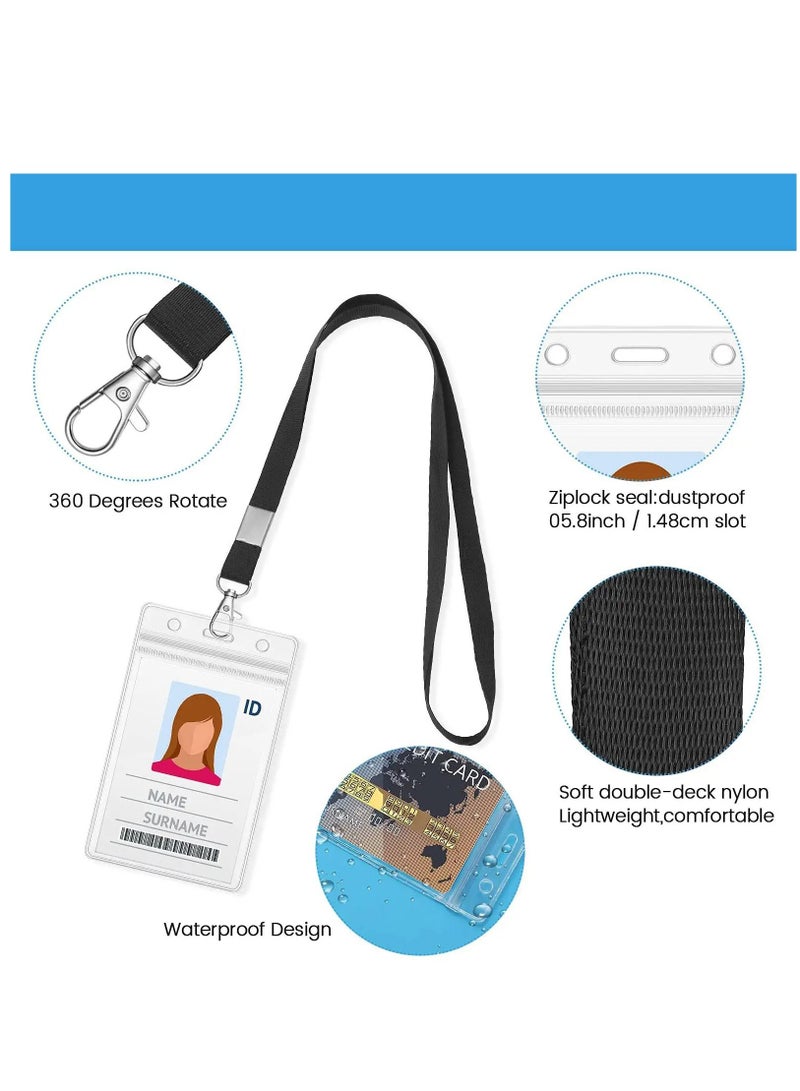 KASTWAVE 20 Pieces Clear ID Badge Holder with Lanyard,  with Lanyard ID Card Holder Waterproof Clear Plastic Vertical Name Tags Badge Holders Transparent PVC Pouch for Office School Travel (65 x 115 mm)  - Image 3