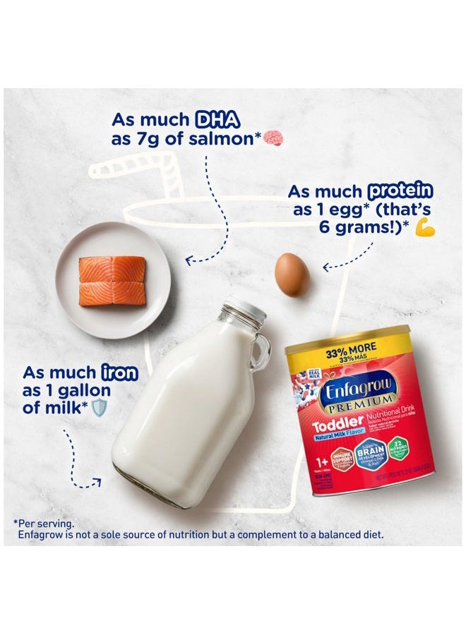 Enfagrow PREMIUM Toddler Nutritional Drink, Made with Real Milk, Brain-Building Omega-3 DHA, Nutrients and Prebiotics for Growth & Immune Support, Non-GMO, Toddler Milk Powder, 32 Oz Can, 6 Count - Image 3