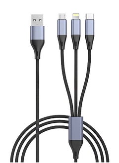 3 in 1 USB Phone Charger Cable with USB C/Micro USB/Lightning Connector for Phones