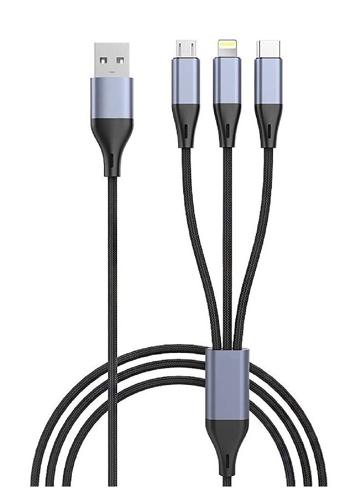 Generic - 3 in 1 USB Phone Charger Cable with USB C/Micro USB/Lightning Connector for Phones - Image 1
