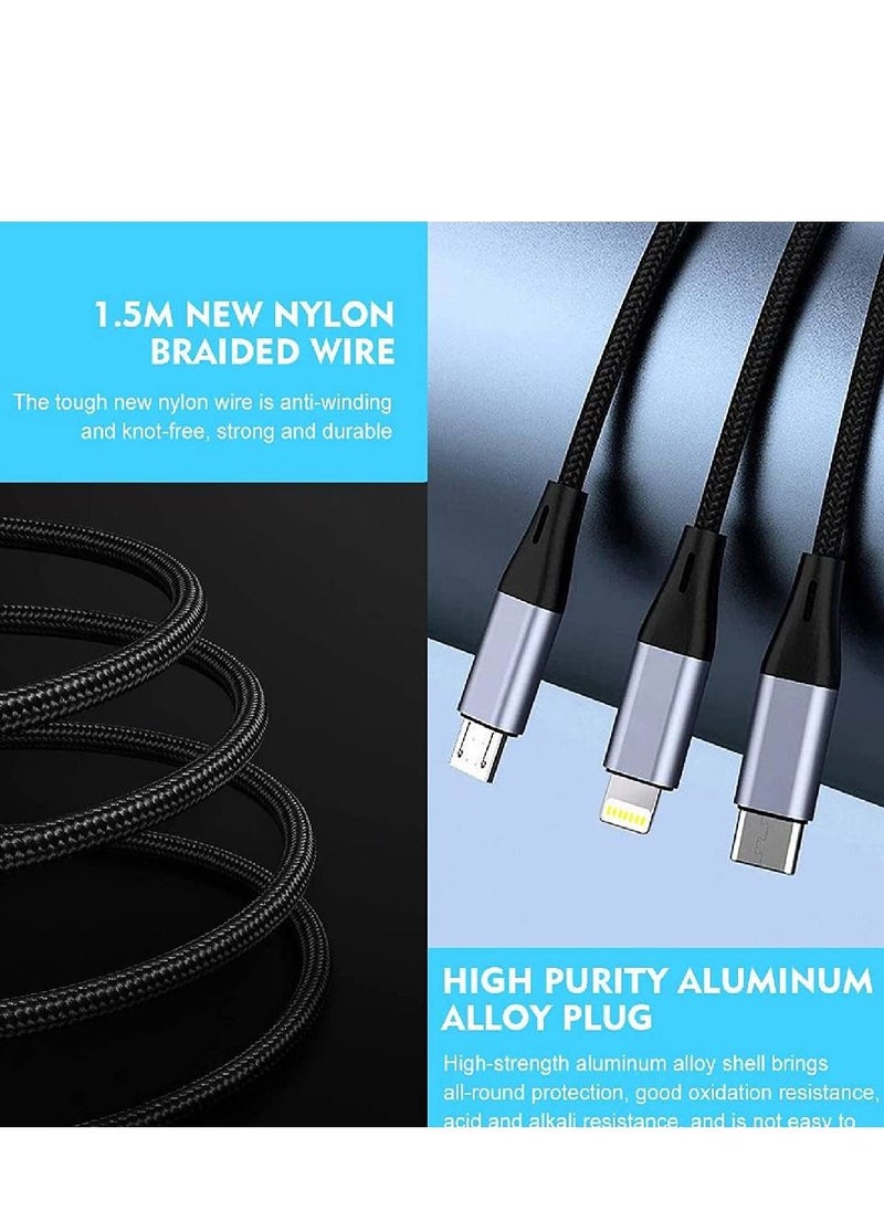 Generic - 3 in 1 USB Phone Charger Cable with USB C/Micro USB/Lightning Connector for Phones - Image 1